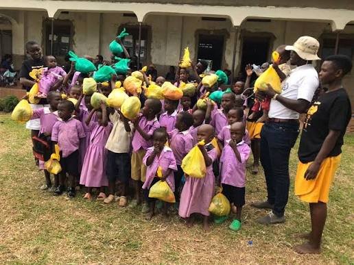 School children outdoors
